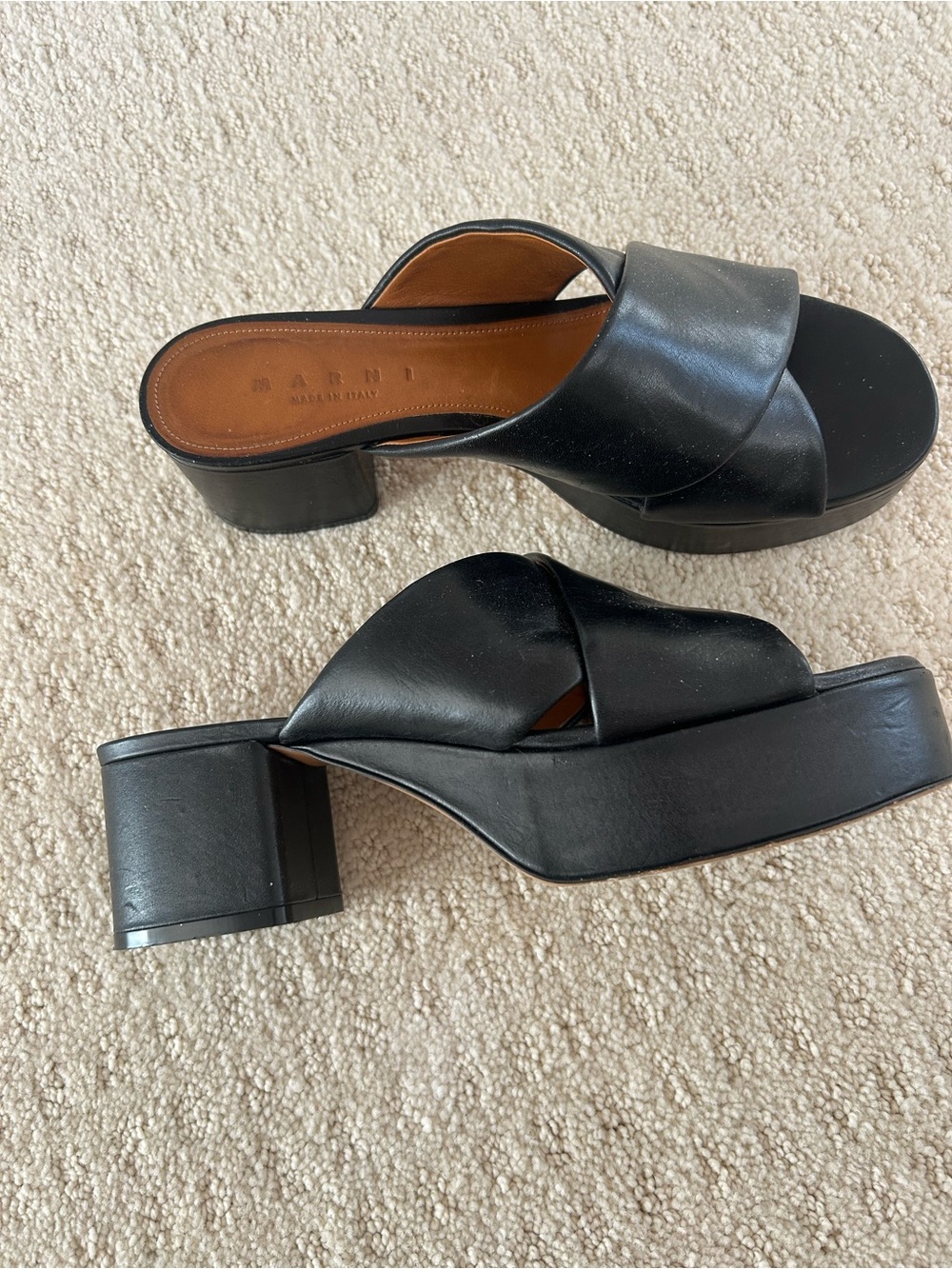 Marni black platform slides made in Italy